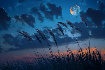 Wall Mural - the moon over the lake