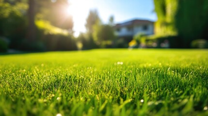 Wall Mural - Blurry Garden Background with Golden Sunshine