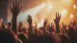 © Matcha_09 - A festival crowd cheering and waving their hands in the air, captured from the stage's perspective during a live performance