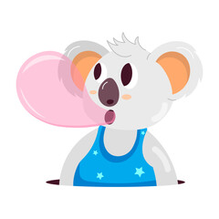 Wall Mural - Cute koala blowing bubble flat sticker 

