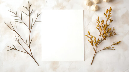 Wall Mural - An empty white sticker mockup on craft paper with a crumpled appearance