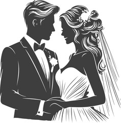 Wall Mural - wedding husband wife, romantic couple, and Kissing couple silhouette vector design.