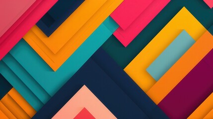 Canvas Print - vibrant geometric abstraction, a lively composition of bold shapes in striking colors, creating a se