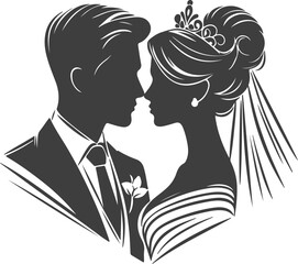 Wall Mural - wedding husband wife, romantic couple, and Kissing couple silhouette vector design