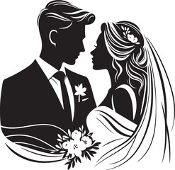 Wall Mural - wedding husband wife, romantic couple, and Kissing couple silhouette vector design