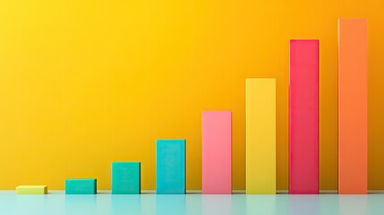 Side view of a bar graph with colorful bars and a clean background, offering plenty of room on the right for text or branding