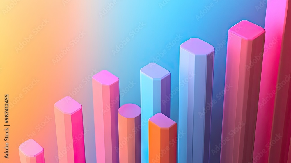 Top view of a bar graph with a gradient background and open space ...