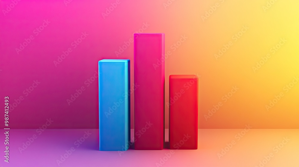 Top view of a bar graph with a gradient background and open space ...