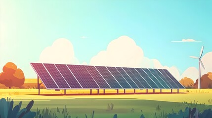 Graphene based Solar Panels Generating Renewable Energy in Flat Design