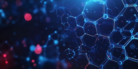 Wall Mural - genetic engineering and molecular structure, hexagon dna network, science chemical and biotechnology