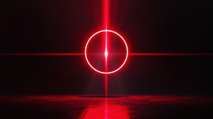 Canvas Print - Red neon circle in dark space