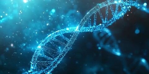 Poster - DNA gene background science helix cell genetic medical biotechnology biology bio. Technology gene DNA abstract molecule medicine blue 3D background research digital futuristic human concept health 