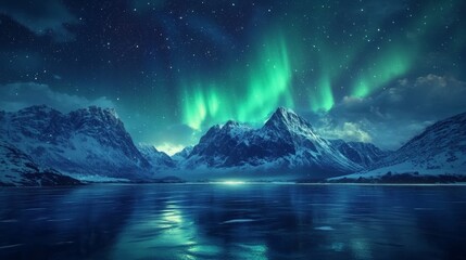 Sticker - Northern Lights Dance Above A Frozen Lake