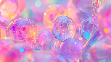 Sticker - Abstract background of iridescent spheres in vibrant colors.