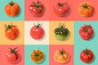 © Ilia - Colorful tomatoes on geometric patterned background