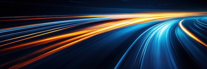 Wall Mural - Dynamic Light Trails on Blurred Road Background