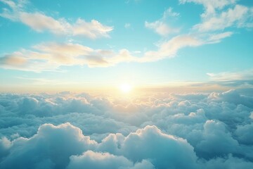 Wall Mural - Sunset on blue sky. Blue sky with some clouds. blue sky clouds, summer skies, cloudy blue sky background. Aerial sunset view. Evening skies with dramatic clouds. generative ai