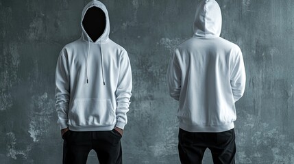 Canvas Print - empty mock up hooded t-shit, back and front 