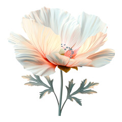 Sticker - Delicate White Poppy Flower on a Stem