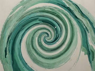 Swirl of mint green and seafoam blue shape on white.