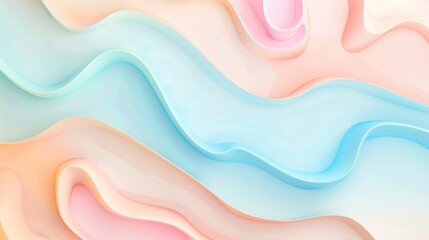 A gentle pastel background with abstract shapes in baby blue, pale pink, and light peach