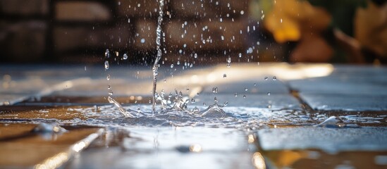 Canvas Print - Water Droplet Splash on Stone