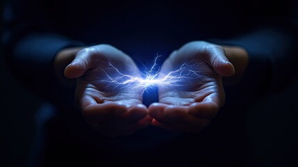 hands of a businesswoman is an electricity light 