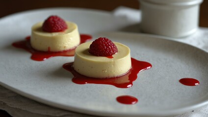 Sticker - White chocolate mousse with raspberry coulis again.