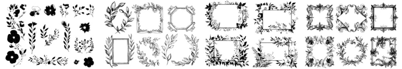 Wall Mural - Hand drawn vintage fancy frames. Ornate borders for invitations.