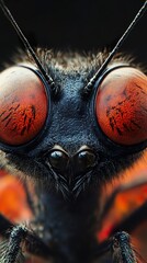 Poster - Macro Photography of Insect with Red Eyes