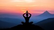 © diwek - Yoga Silhouette at Sunset Over Mountains