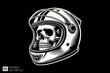 © Niken - skull head wearing helmet dark art style vector design black and white illustration