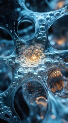 Wall Mural - abstract blue bubbles macro photography