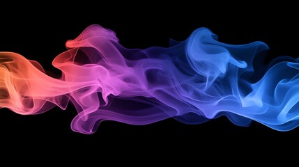 Wall Mural - Abstract colorful smoke swirls on a black background.