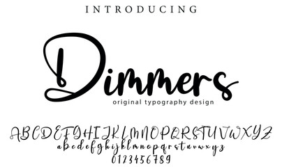 Dimmers Font Stylish brush painted an uppercase vector letters, alphabet, typeface