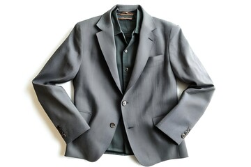 Elegant working suit for men jacket close-up on white background 