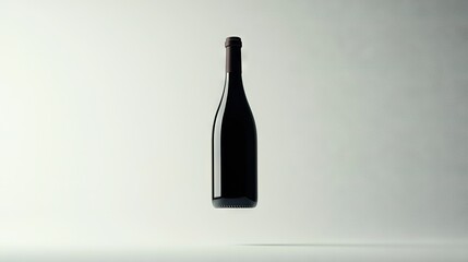 Canvas Print -   A close-up shot of a wine bottle in mid-air with a droplet of wine being dispensed