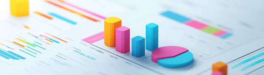 Aufkleber - Interactive BI dashboard, data optimization charts, 3D illustration