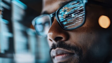 an abstract and artistic blurred image focusing on a computer screen with indistinct content, provid