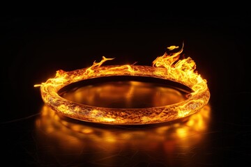 Canvas Print - Ring of fire on black background