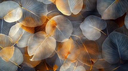 Canvas Print -   Close-up of yellow and grey leaves on the image's bottom