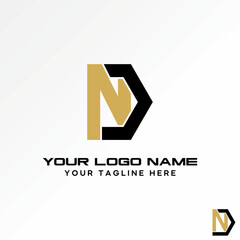 Logo design graphic concept creative abstract premium vector stock initial ND or NC line sport font on triangle. Related to monogram typography brand