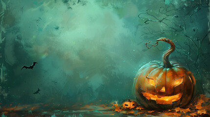 Wall Mural - Autumn Enchantment: Whimsical Pumpkin Illustrations for a Halloween Background