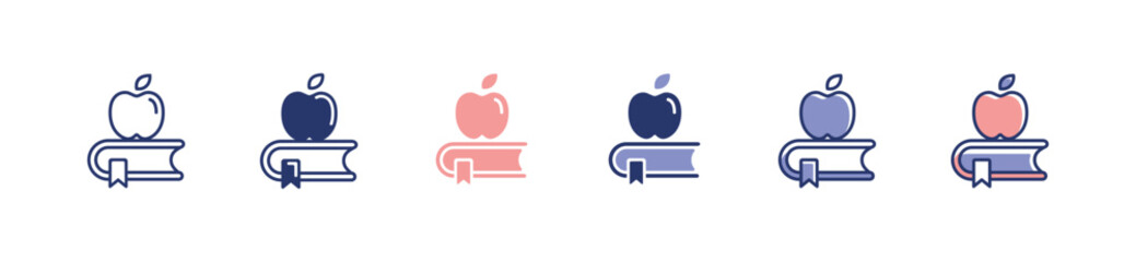 Aufkleber - simple apple and book icon school education knowledge and healthy food signs vector illustration for web and app