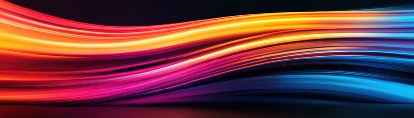 Wall Mural - conceptual wallpaper with flowing colorful lines creating a glowing, futuristic energy in a dark abs