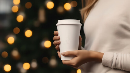 Girl holding hot coffee drink