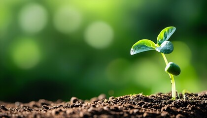 Emerging green seedlings in rich soil, representing growth and fresh beginnings in the beauty of nature