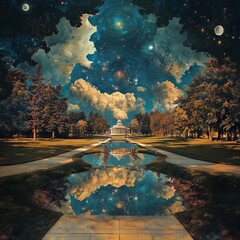 Wall Mural - front lawn, dimensional view of dimension