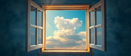 Open window with a gentle breeze blowing in inviting fresh air and new opportunities  This serene scene represents a sense of hope change and the potential for growth and transformation