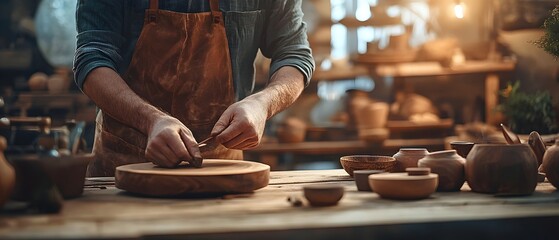 Wall Mural - Authentic Craftsmanship in a Rustic Artisan Workshop A Photography Concept Highlighting the Genuine Handcrafted Nature of Traditional Artful Design